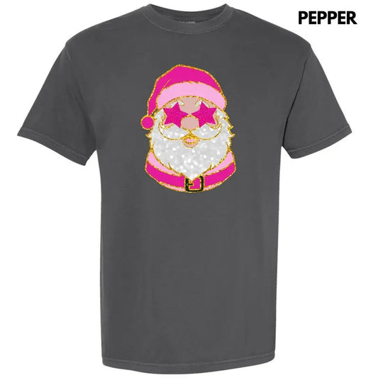 Pink Star Eyes Santa FAKE Glitter Comfort Colors T-Shirt 'NLB'