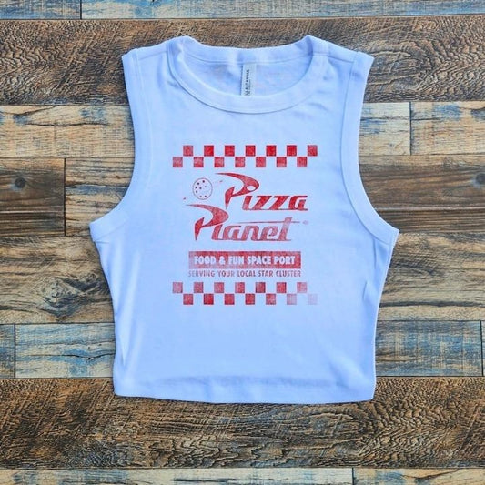 Pizza Planet Baby Tee, WDW Alien Pizza Crop, Happiest Place Pizza Crop Cotton Fashion