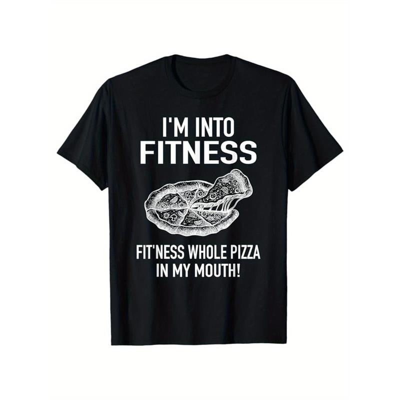 Pizza Printed, Men's Cotton T-shirt, Food Graphic Tee Men's Outdoor Clothes, Men's Clothing, Casual Short Sleeve Crew Neck T-shirt, Soft Comfortable Top made in usastyle{n002}4
