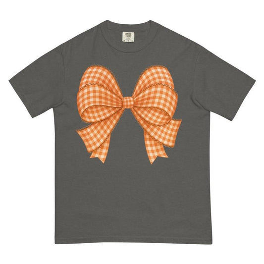 Plaid Fall Bow Shirt  ~ Unisex Apparel Relaxed Fit Printed In The USA Clothing Womenswear Casual Comfort Cotton Top Athletic Boho Chic garment-dyed heavyweight t-shirt