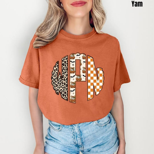 Plain Halloween Theme Monogram Comfort Colors T-Shirt 'NLB'