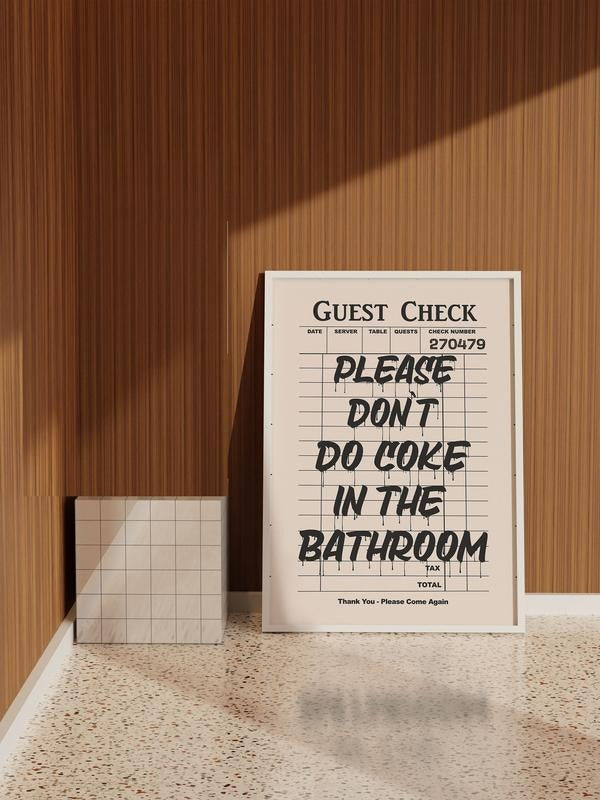 Please Don't Do Coke In The Bathroom Wall Art, Bathroom Print, Retro Wall Art, Aesthetic Print, Poster Prints No Frame, Gifts For Men Women Bedroom Wall Decor, Wall Art Room Decor, Art Posters, Gifts For Birthday Christmas Xmas Artwork Landscape