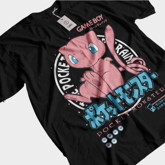 Pocket Monsters Anime T-shirt & Sweatshirt, Mew Mew Game Boy Pokemon Graphic Tee, Vintage Oversized Unisex Streetwear, Manga Gift For Men Women