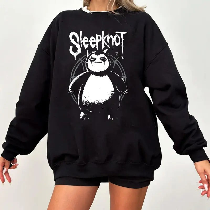Pocket Monsters Anime T-shirt Sweatshirt Hoodie, Snorlax Sleepknot Graphic Tee, Anime & Manga Gifts, Snorlax Sweatshirt, Anime Sweater, Pokemon Shirt Cotton Fabric