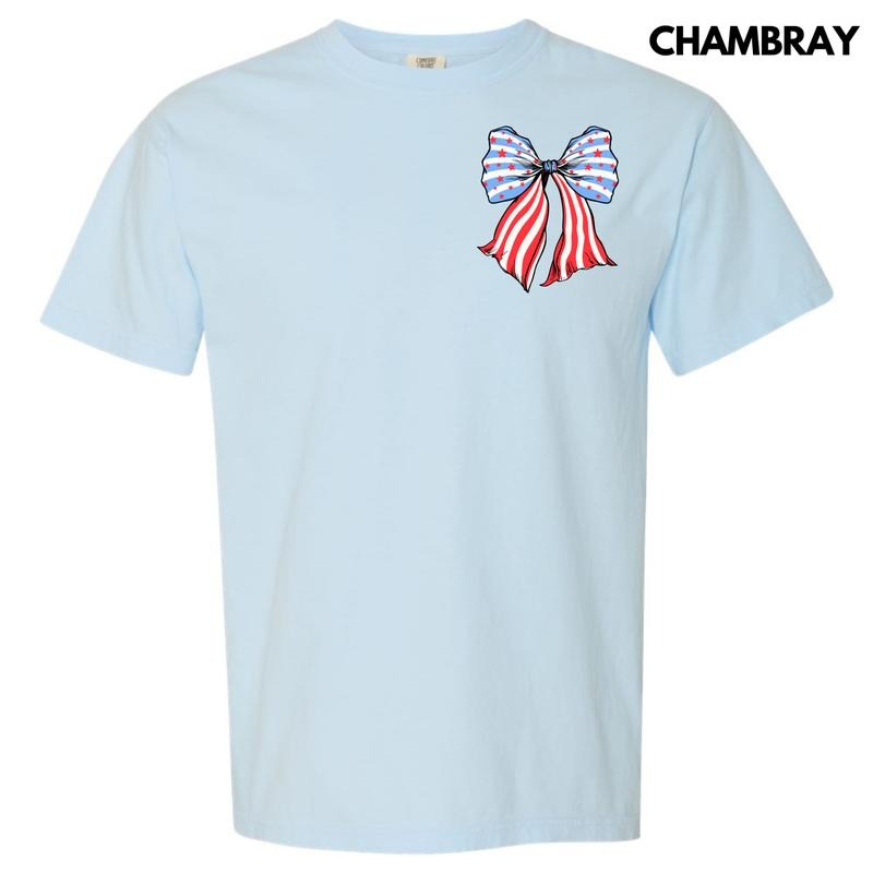 Pocket Size - Bow-tiful Stars & Stripes Comfort Colors T-Shirt 'NLB'