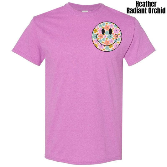 Pocket Size - Fun Flower Happy Face Gildan Short Sleeve T-Shirt 'NLB'