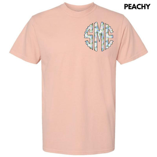 Pocket Size - Proper Floral Monogram Comfort Colors T-Shirt 'NLB'