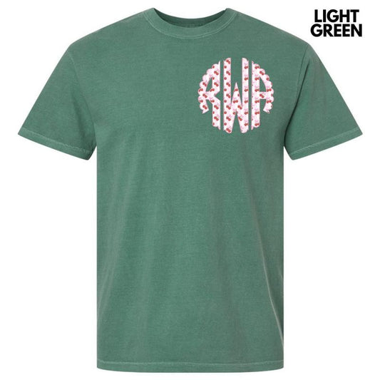 Pocket Size - Strawberry Stripe Monogram Comfort Colors T-Shirt 'NLB'