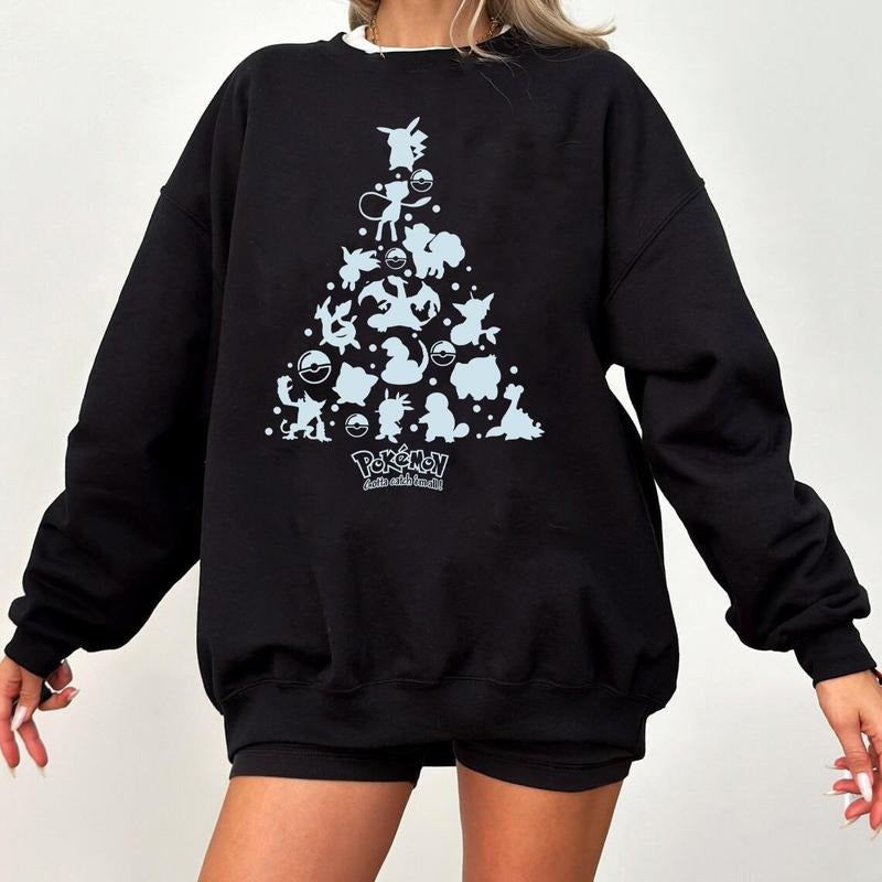 Pokémon Christmas Tree Sweatshirt, Christmas Sweatshirt, Anime Fans, Pokemon Shirt
