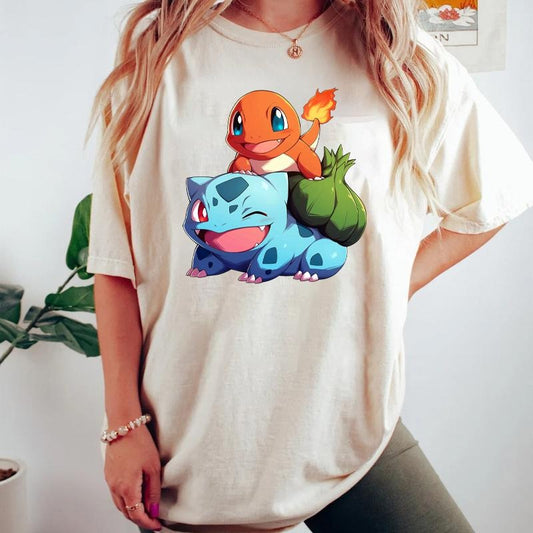 Pokemon Bulbasaur and Charmander Shirt, Bulbasaur Pokemon T-Shirt, Japanese Anime Hoodie, Charmander Sweatshirt