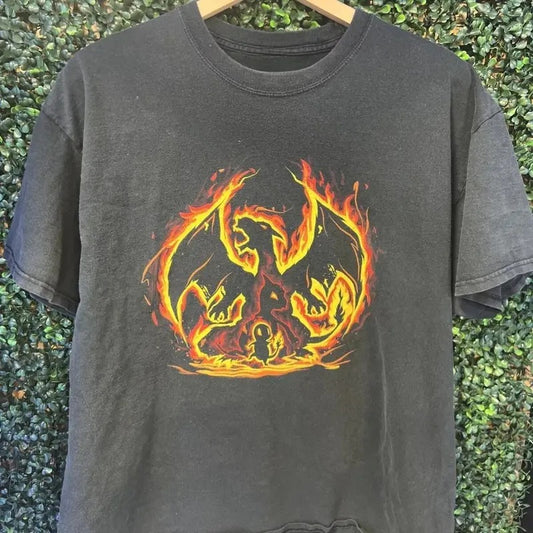 Pokemon Charzard Evolution Flaming Graphic Tee Shirt, Mens Graphic Tee, Pokemon shirt, vintage graphic tees, Charzard Evolution Flaming Shirt Top Menswear Sweatshirt, Hoodie, Comfort Colors