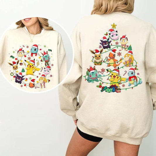 Pokemon Christmas Tree Sweatshirt, Christmas Shirts for Anime Lovers, 90's Pokemon Lovers Christmas SweatShirt, Pokémon Christmas Sweatshirt, Bulbasaur Christmas Shirt, Pikachu Christmas, Charizard Christmas Sweatshirt, Christmas Cartoon Shirt, Spyduck