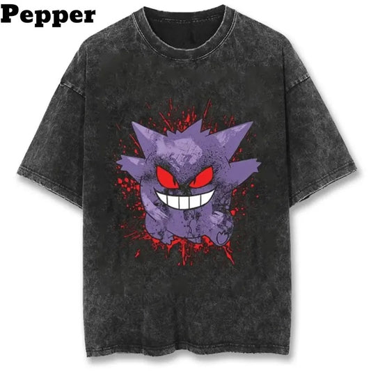 Pokemon Crimson gengar Black Vintage Tee, Gengar Shirt, Gengar Merch, Pokemon Gengar Shirt, Men Graphic Tee, Halloween Shirt, gift for fan, gift for him, gift for her Top Menswear Underwear Tshirt Streetwear T-Shirt Tropical Shortsleeve