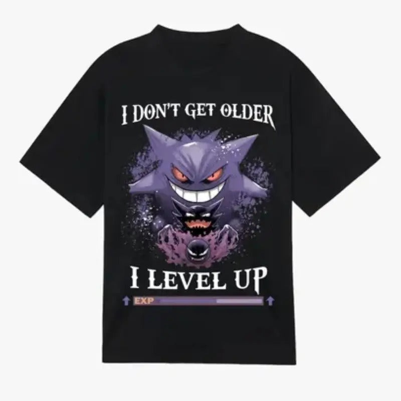 Pokemon Gengar Haunter Gastly I Do T shirt I don't get older I level up shirt, men's vintage tees Menswear Top Underwear Tshirt