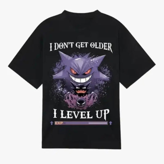Pokemon Gengar Haunter Gastly I Do T shirt I don't get older I level up shirt, men's vintage tees Menswear Top Underwear Tshirt