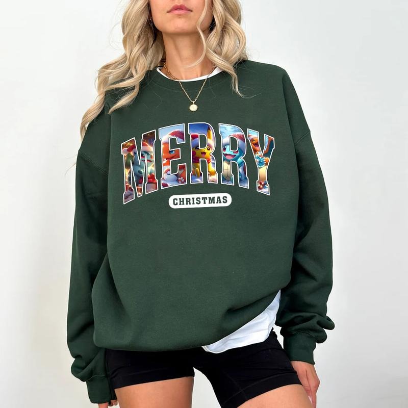 Pokemon Merry Christmas Sweatshirt, POKEMON Christmas Sweatshirt, Anime Sweatshirt, 90's Pokemon Lovers Christmas SweatShirt, Christmas Gifts For Pokemon Lovers, Pokémon Christmas Sweatshirt, Anime Christmas Shirt, Pikachu Christmas, Bulbasaur,Charmander