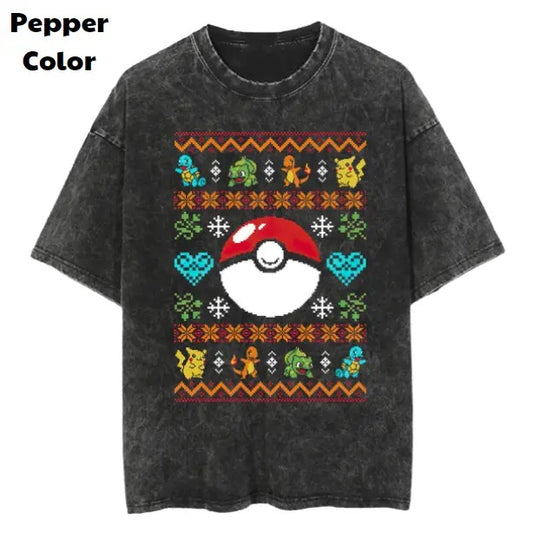 Pokemon Merry Christmas Vintage Tee, Christmas T-Shirt, Pokemon Graphic Tees, Pokemon Shirt, Unisex Anime Shirt, Menswear Womenswear Streetwear
