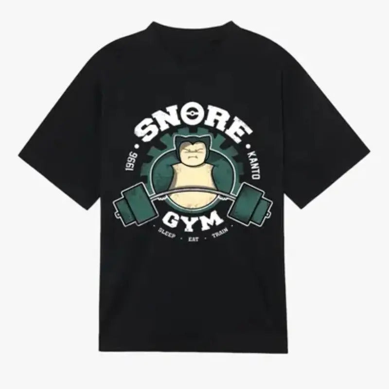 Pokemon Snorlax Gym T-shirt Cool Anime & Manga Unisex T-shirt Anime merch Gift for Anime enthusiasts Top Menswear Crewneck Tshirt Streetwear