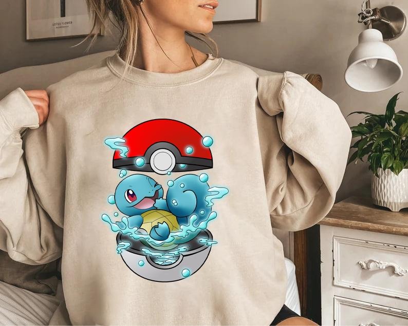 Pokemon Squirtle Sweatshirt, Turtle Shirt, Pokemon Shirt, Squirtle Pokemon T-Shirt, Squirtle Sweatshirt, Anime Sweatshirt, Anime Shirt, Pokemon Fans Gift