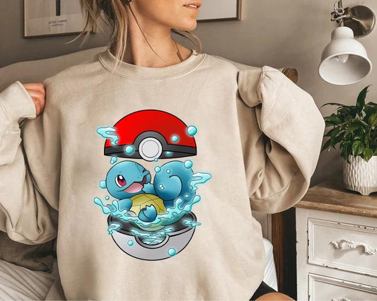 Pokemon Squirtle Sweatshirt, Turtle Shirt, Pokemon Shirt, Squirtle Pokemon T-Shirt, Squirtle Sweatshirt, Anime Sweatshirt, Anime Shirt, Pokemon Fans Gift