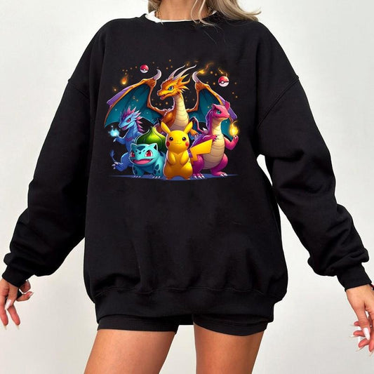Pokemon Sweatshirt Hoodie Tshirt, Pokemon Anime Sweatshirt, Anime Sweatshirt , Japan Anime Sweatshirt, Pokemon Fans Shirt, Pikachu, Bulbasaur, Pokémon, Pokemon Lover Gift Pokemon Anime Sweater, Charizard, Charmander, Cozy Gaming Apparelstyle{n002}2