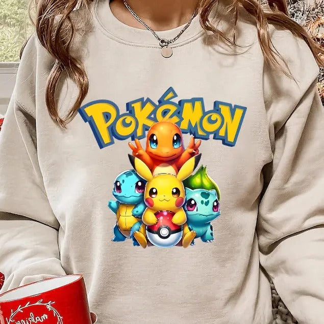 Pokemon Sweatshirt Hoodie Tshirt, Pokemon Anime Sweatshirt, Halloween Sweatshirt, Anime Sweatshirt , Japan Anime Sweatshirt, Pokemon Fans Shirt, Pikachu, Bulbasaur, Pokémon, Pokemon Lover Gift Pokemon Anime Sweater, Cozy Gaming Apparel