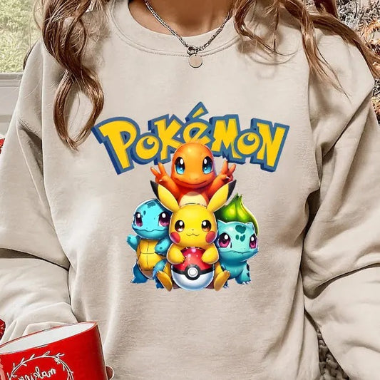 Pokemon Sweatshirt Hoodie Tshirt, Pokemon Anime Sweatshirt, Halloween Sweatshirt, Anime Sweatshirt , Japan Anime Sweatshirt, Pokemon Fans Shirt, Pikachu, Bulbasaur, Pokémon, Pokemon Lover Gift Pokemon Anime Sweater, Cozy Gaming Apparel