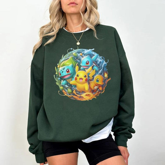Pokemon Sweatshirt Hoodie Tshirt, Pokemon Anime Sweatshirt, Halloween Sweatshirt, Anime Sweatshirt , Japan Anime Sweatshirt, Pokemon Fans Shirt, Pikachu, Bulbasaur, Pokémon, Pokemon Lover Gift Pokemon Anime Sweater, Cozy Gaming Apparelstyle{n002}2