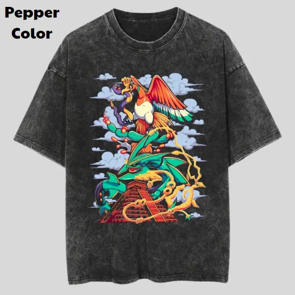 Pokemon Vintage Graphic Tees, Rayquaza Ho-oh T-Shirt, Pokemon Anime Shirt, Unisex Gym T-Shirt, Gift For Men Women, Menswear Womenswear Streetwear