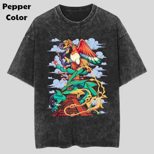 Pokemon Vintage Graphic Tees, Rayquaza Ho-oh T-Shirt, Pokemon Anime Shirt, Unisex Gym T-Shirt, Gift For Men Women, Menswear Womenswear Streetwear