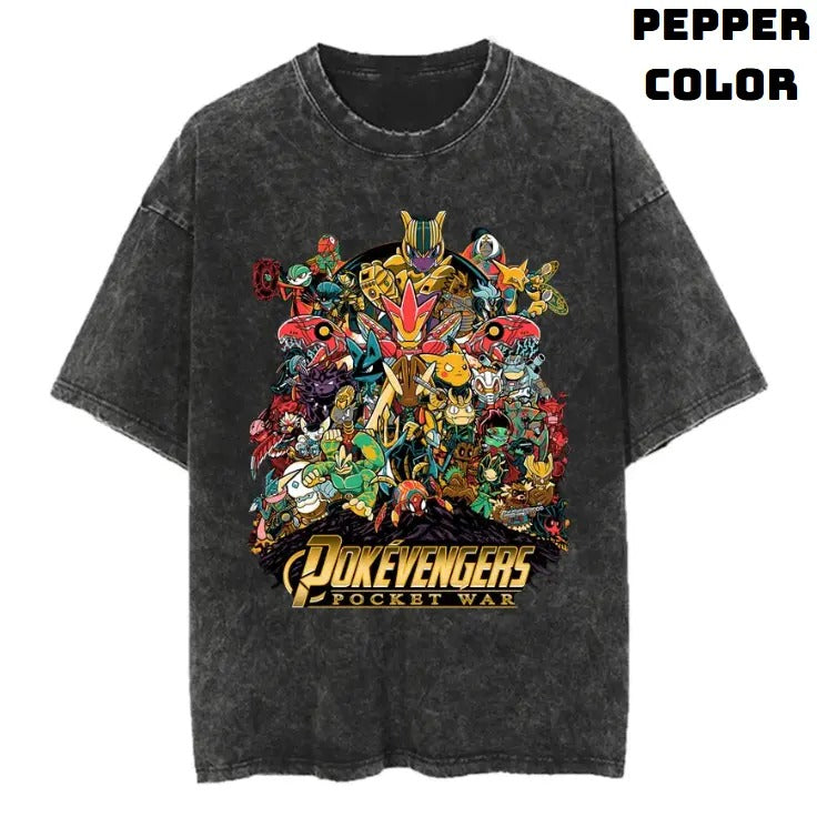 Pokevengers: Pocket War Vintage Graphic Tees, Pokemon T-Shirt, Pokemon Shirts, Pokemon Stuff, Unisex Anime Manga Shirt Top Menswear Womenswear