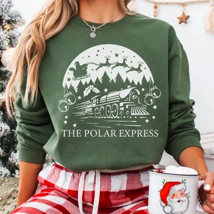 Polar Express Christmas Sweatshirt, North Pole Santa Shirt, Polar Express Ticket Hoodie, Vintage Christmas Holiday Sweater, Retro Christmas Sweatshirt, Christmas Polar Express Shirt