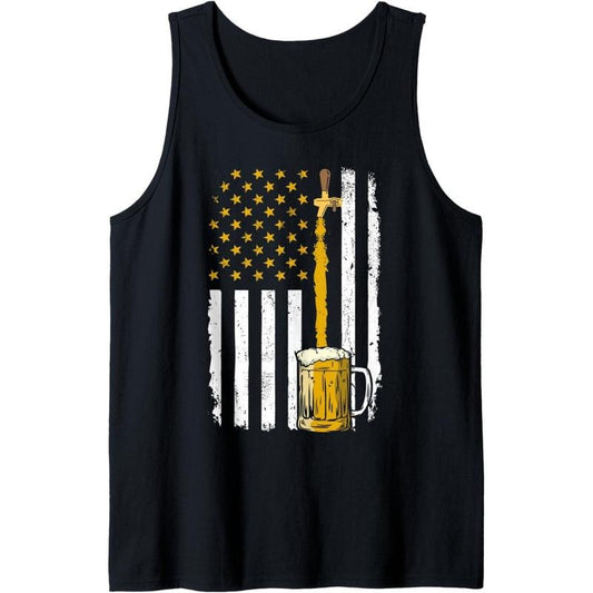 Pouring Beer American Flag Vintage 4th of July Craft Brewery Tank Top