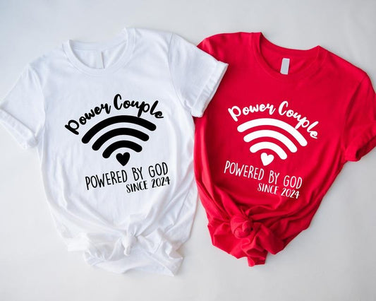 Power Shirt For Couple, Matching His And Her Shirt, Valentines Day Couples 2024 Tee, Love Couples Shirt, Anniversary Gift Tee, Hubby Wifey Valentine Shirt.