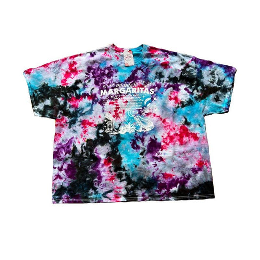 Practical Magic Tie Dye Graphic Shirt with Midnight Margaritas Design in White Tie-Dye Pattern Vintage Tops UNISEX