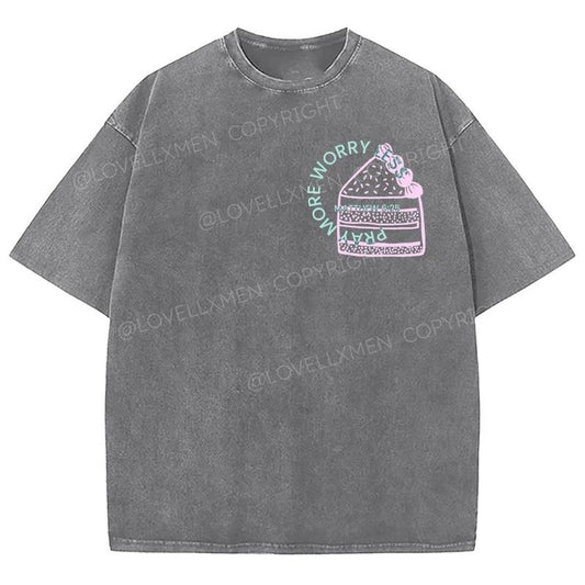 Pray More Worry Less Unixes Washed T-Shirt, Christian Tshirts, Christian Jesus shirts, Vintage 90s Graphic Tee Gift Cotton Top, Mineral color