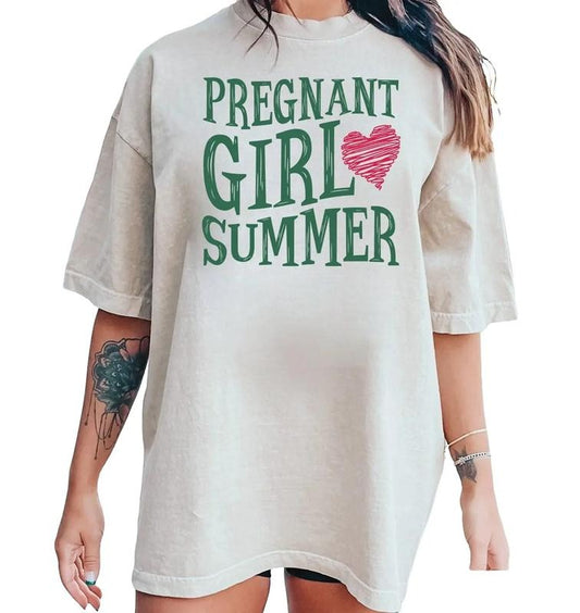 Pregnant Girl Summer Shirt, Retro Pregnant Girl Tshirt, Baby Announcement Shirt, Pregnancy Reveal Tee, Funny Pregnancy Shirt, Unisex T-Shirt, Short Sleeve Tee Shirt, Gifts For Mother, Gifts For Birthday