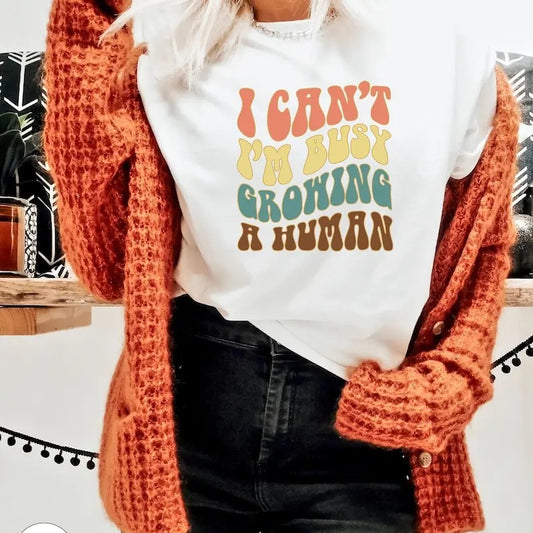 Premium  I Can't I'm Busy Growing A Human Shirt, Pregnancy Announcement Sweatshirt, Funny Maternity Tshirt, New Mom Gift, Baby Shower Gift
