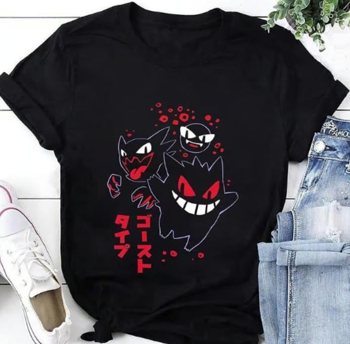 Premium Pokemon Ghost T-Shirt Collection Gengar, Gastly & Haunter T-Shirt - Unisex Anime T-Shirt, Anime Manga Unisex T-Shirt Menswear Top