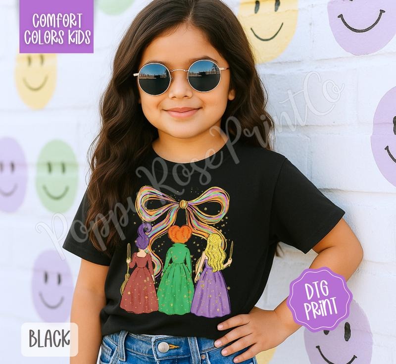 Preppy Witches Youth Comfort Colors Tshirt, Holiday Tee for Kids