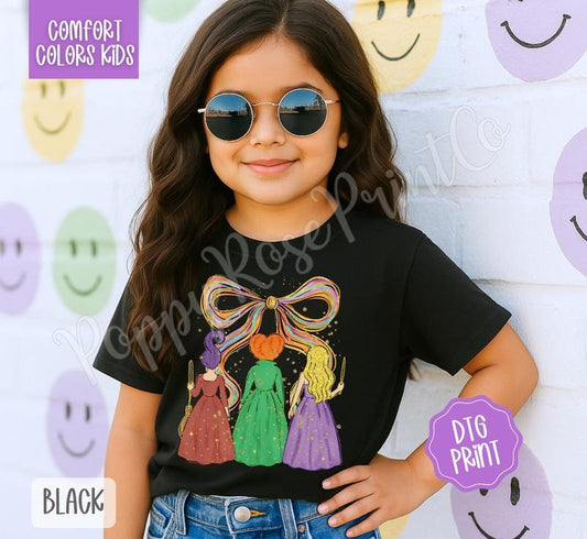 Preppy Witches Youth Comfort Colors Tshirt, Holiday Tee for Kids