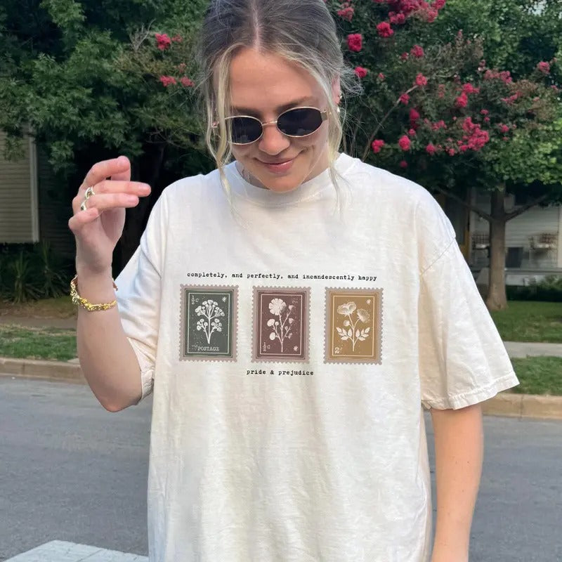 Pride and Prejudice Shirt. Incandescently Happy shirt. Elizabeth Bennet. Mr. Darcy. Barely Tolerable. Pemberley. Jane Austen.