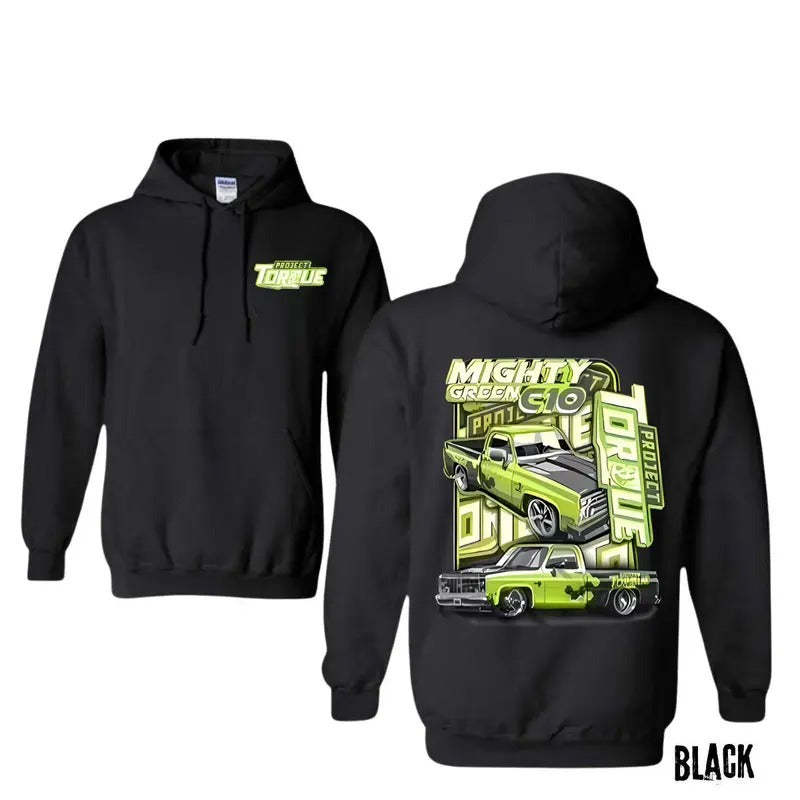 Project Torque Mighty Green C10 T-Shirt - Crewneck Sweatshirt - Hoodie, Truck Shirts, Shirts For Men, Car Merch, Menswear, Unisex Cotton Casual Top for Men Classic
