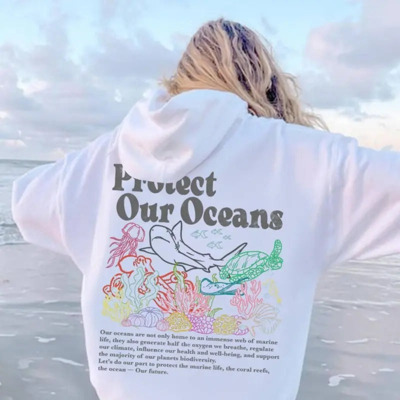 Protect Our Oceans Hoodie | Shark Hoodie | Save The Ocean | Respect The Locals Hoodie | Marine Biologist | Surfing Hoodie | Shark Lover Gift