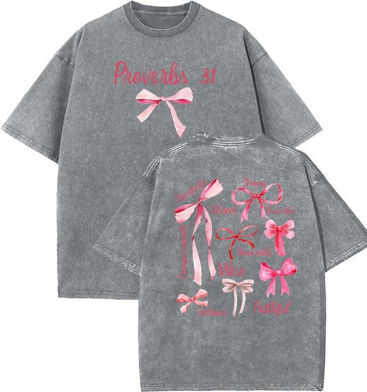 Proverbs 31 Unisex Washed T-Shirt, Christian t shirts, Vintage 90s Graphic Tee, Gift Top Womenswear Cotton Mineral Color