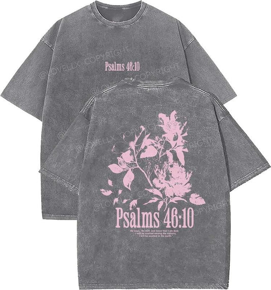 Psalms 46_10 Unisex Washed T-Shirt, Christian t shirts, Vintage 90s Graphic Tee, Gift Top Womenswear Cotton Mineral Color