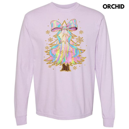 Psychedelic Swirls Christmas Tree Long Sleeve Comfort Colors T-Shirt 'NLB'