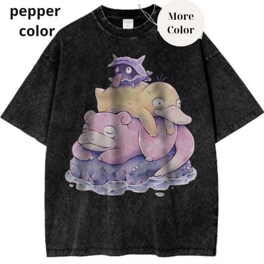 Psyduck Graphic TShirt, Slowpoke T-Shirt, Shellder Shirt, Pokemon Shirt, PKM Shirt, Anime Shirt, Vintage Tee Streetwear Printed Shortsleeve