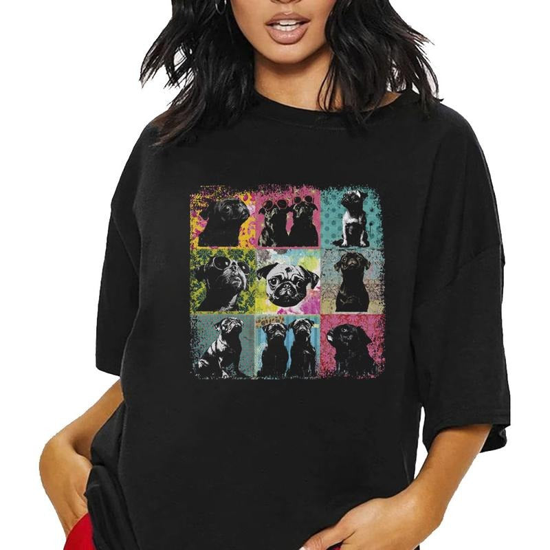 Pug Dog Lover Shirt, Retro Pug Mom Dad Cute Tee, New Pug Puppy Gifts, Sweatshirt Hoodie Unisex Cotton Womenswear