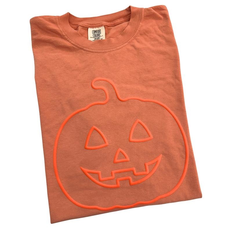 Pumpkin Face Orange Puff Comfort Colors T-Shirt